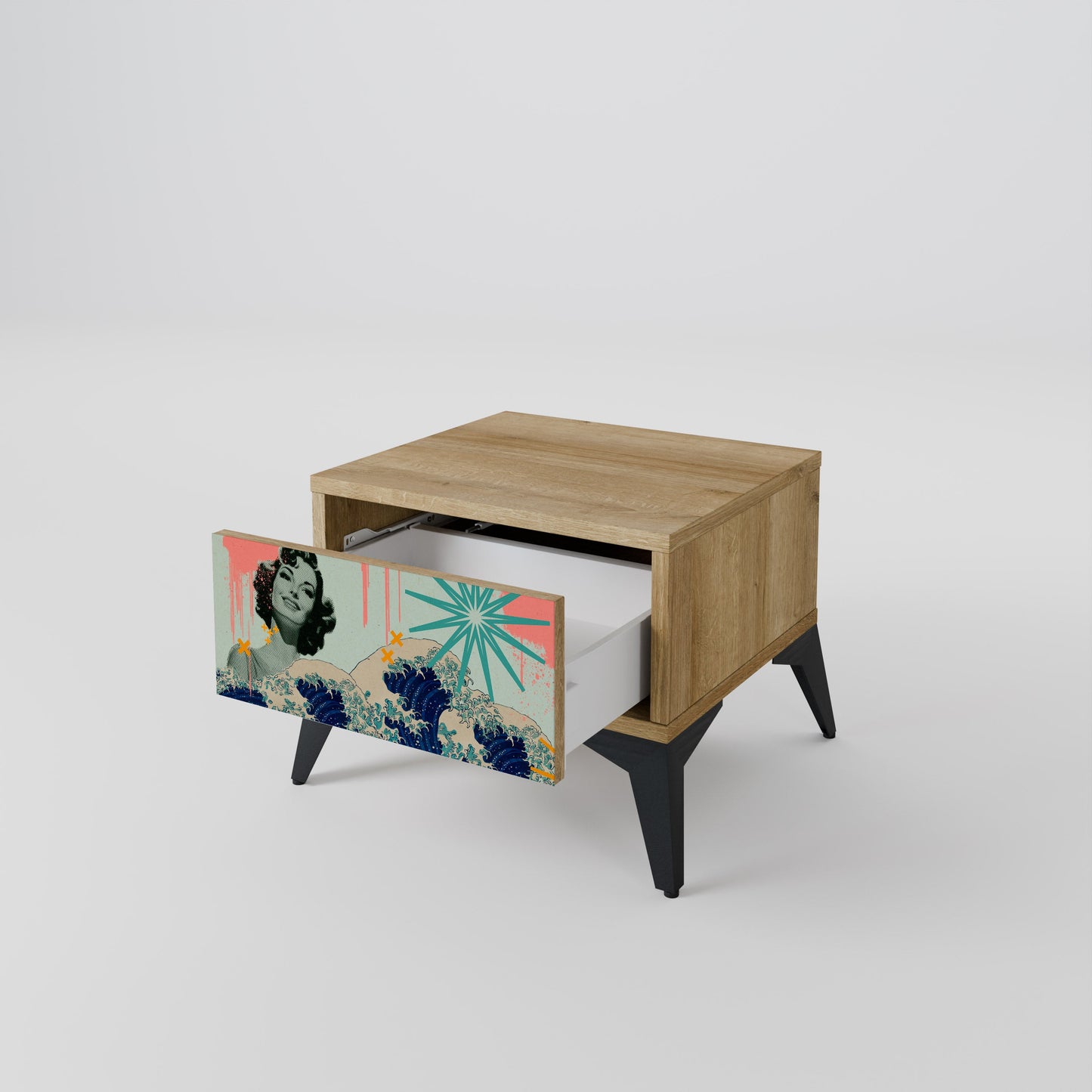 KANAGAWA BEAUTY Nightstand in Oak Effect