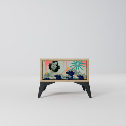 KANAGAWA BEAUTY Nightstand in Oak Effect