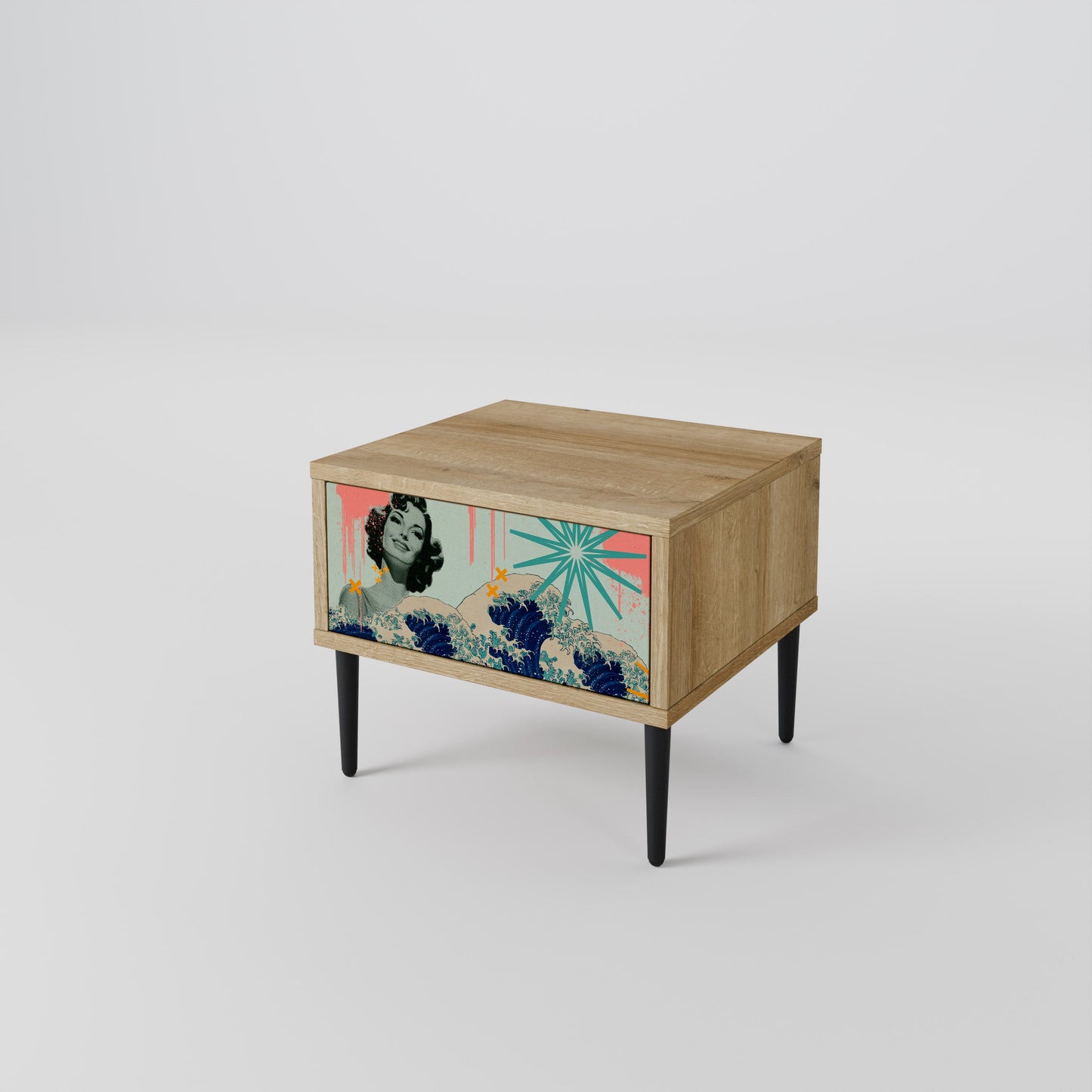 KANAGAWA BEAUTY Nightstand in Oak Effect
