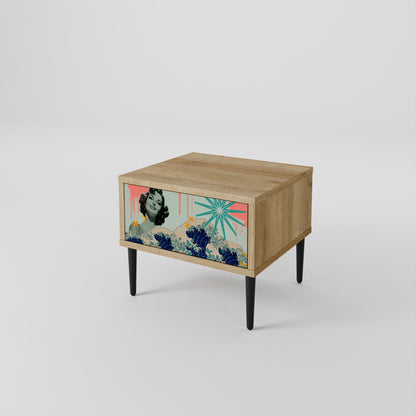 KANAGAWA BEAUTY Nightstand in Oak Effect