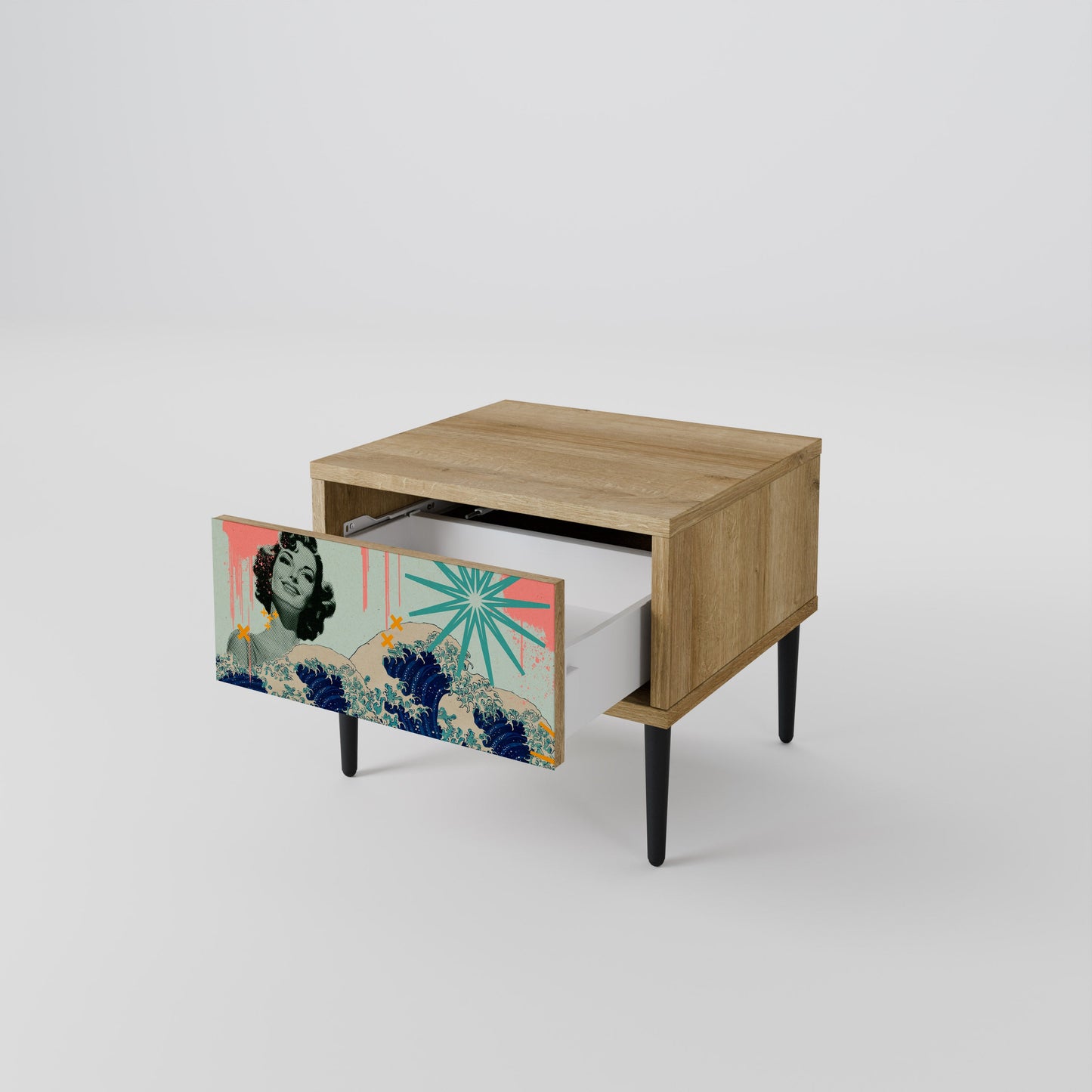 KANAGAWA BEAUTY Nightstand in Oak Effect