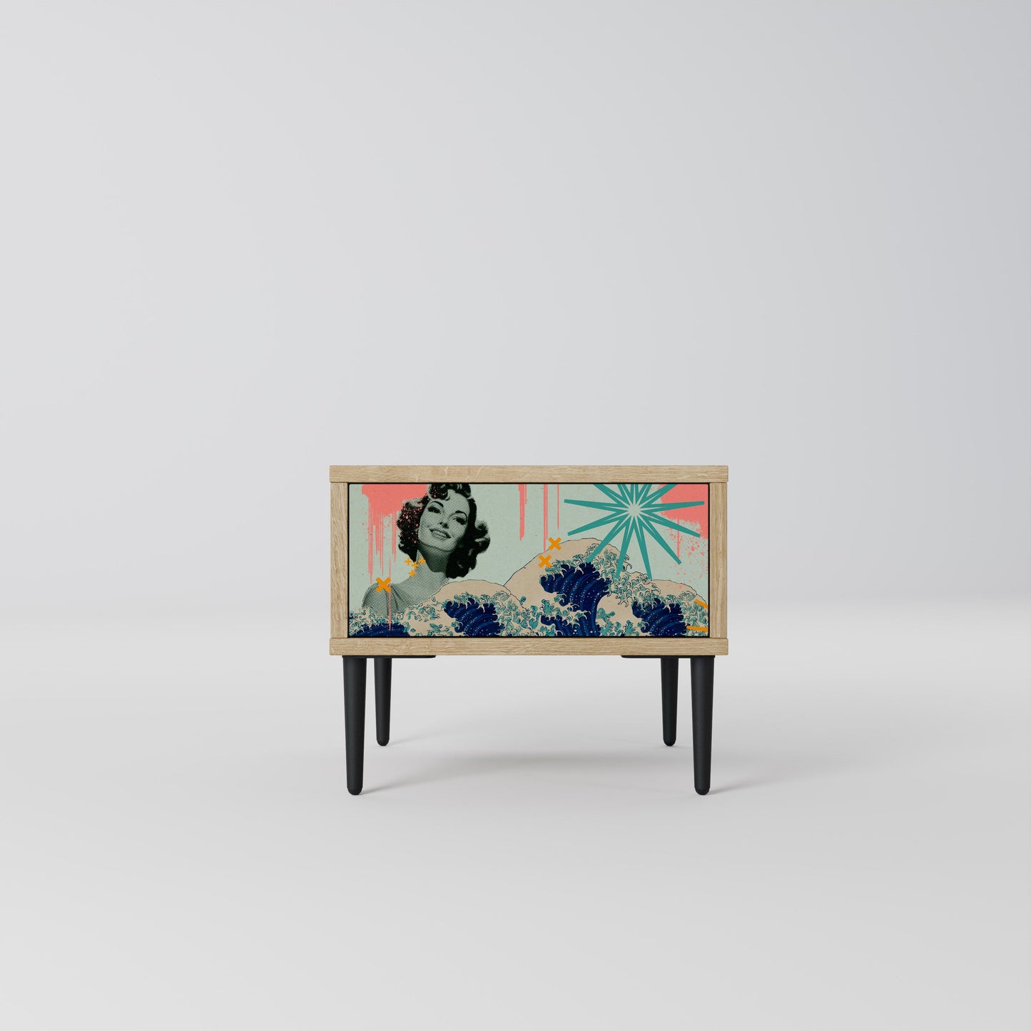 KANAGAWA BEAUTY Nightstand in Oak Effect