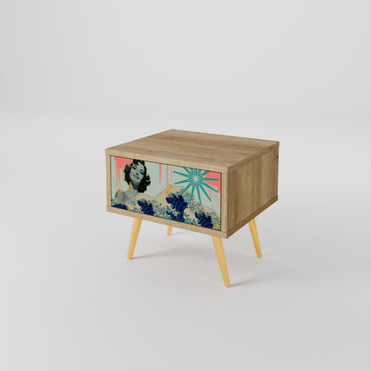 KANAGAWA BEAUTY Nightstand in Oak Effect