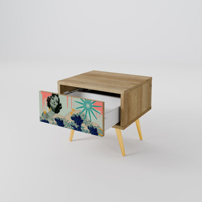 KANAGAWA BEAUTY Nightstand in Oak Effect