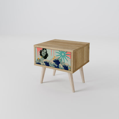 KANAGAWA BEAUTY Nightstand in Oak Effect