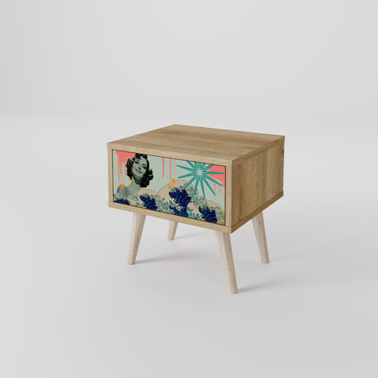 KANAGAWA BEAUTY Nightstand in Oak Effect