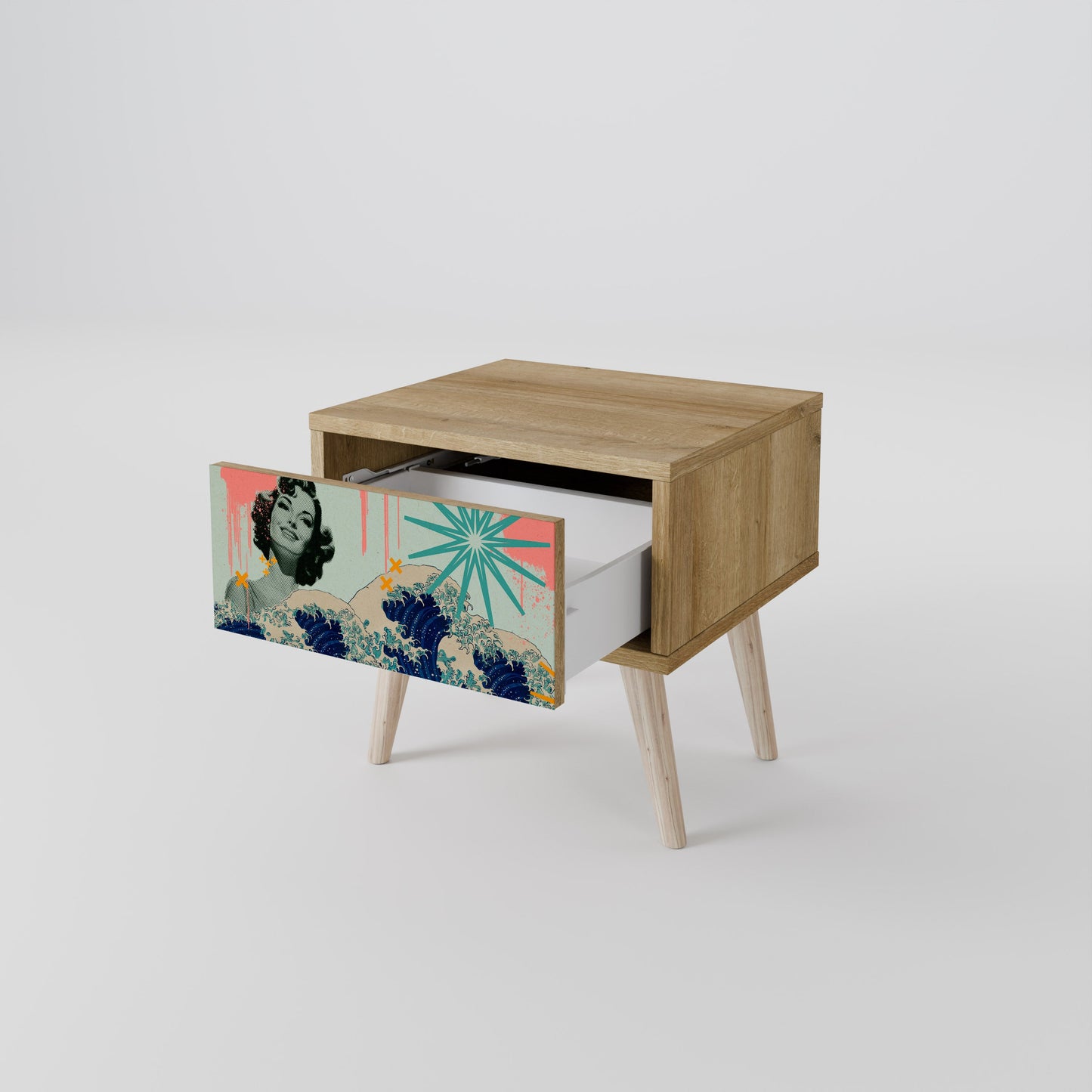 KANAGAWA BEAUTY Nightstand in Oak Effect