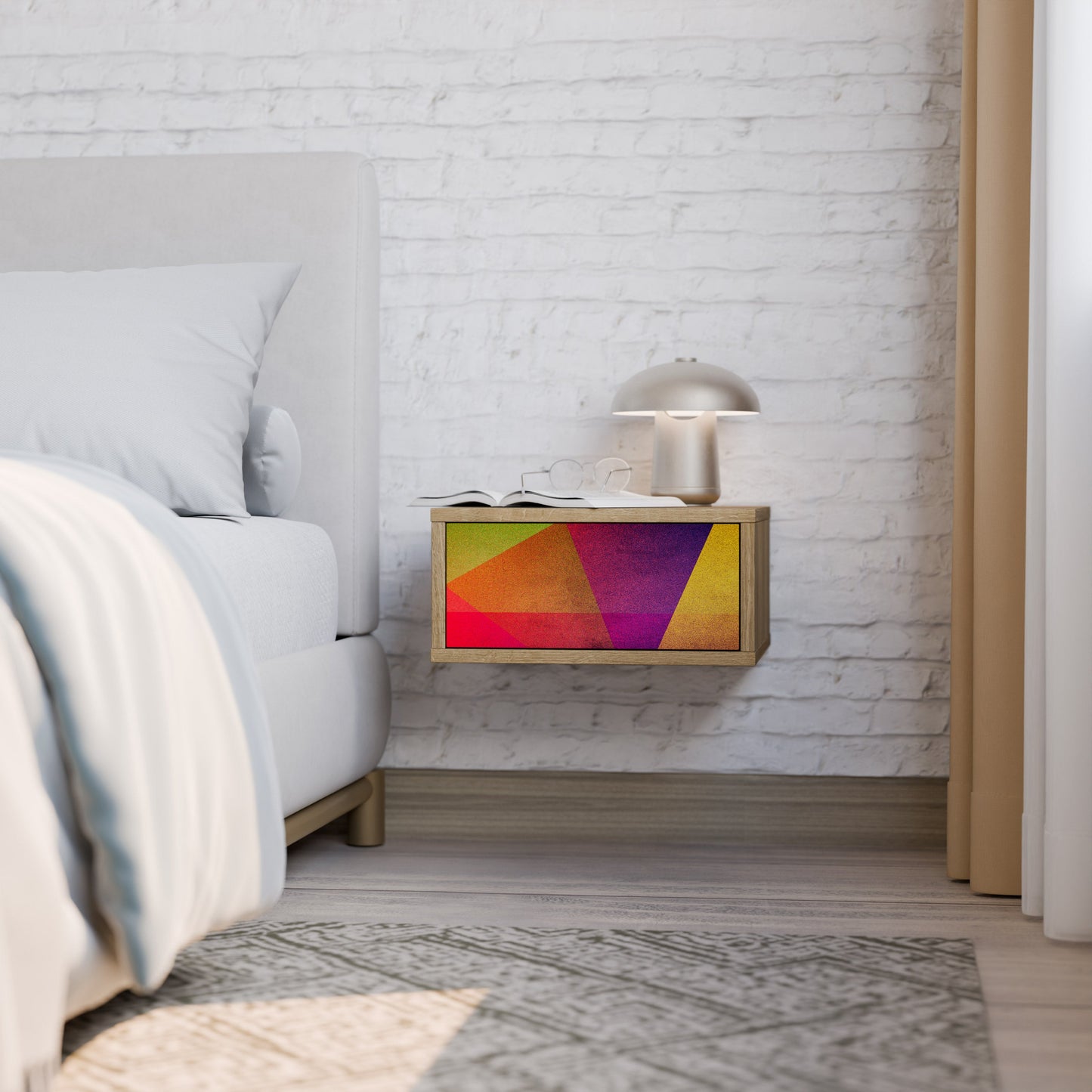 VIVID GEOMETRY Comodino in Effetto Rovere