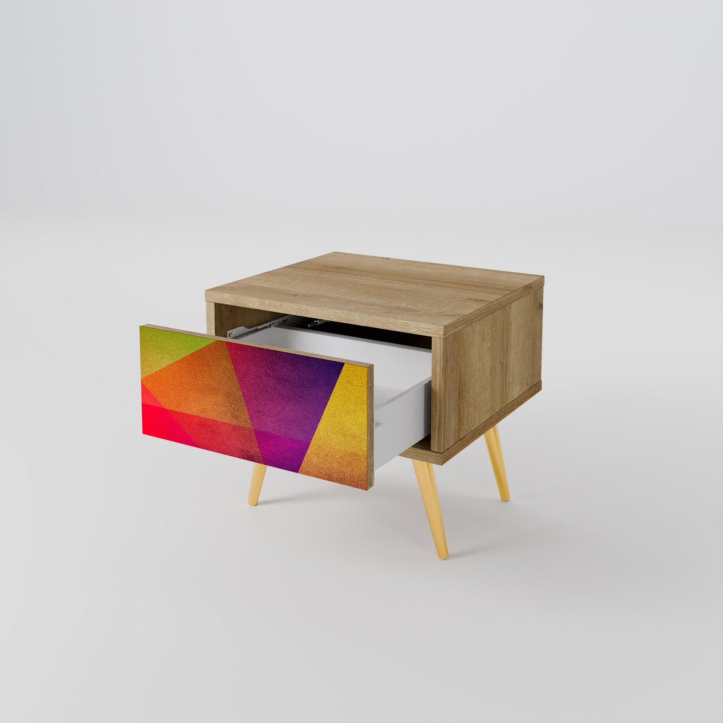 VIVID GEOMETRY Comodino in Effetto Rovere