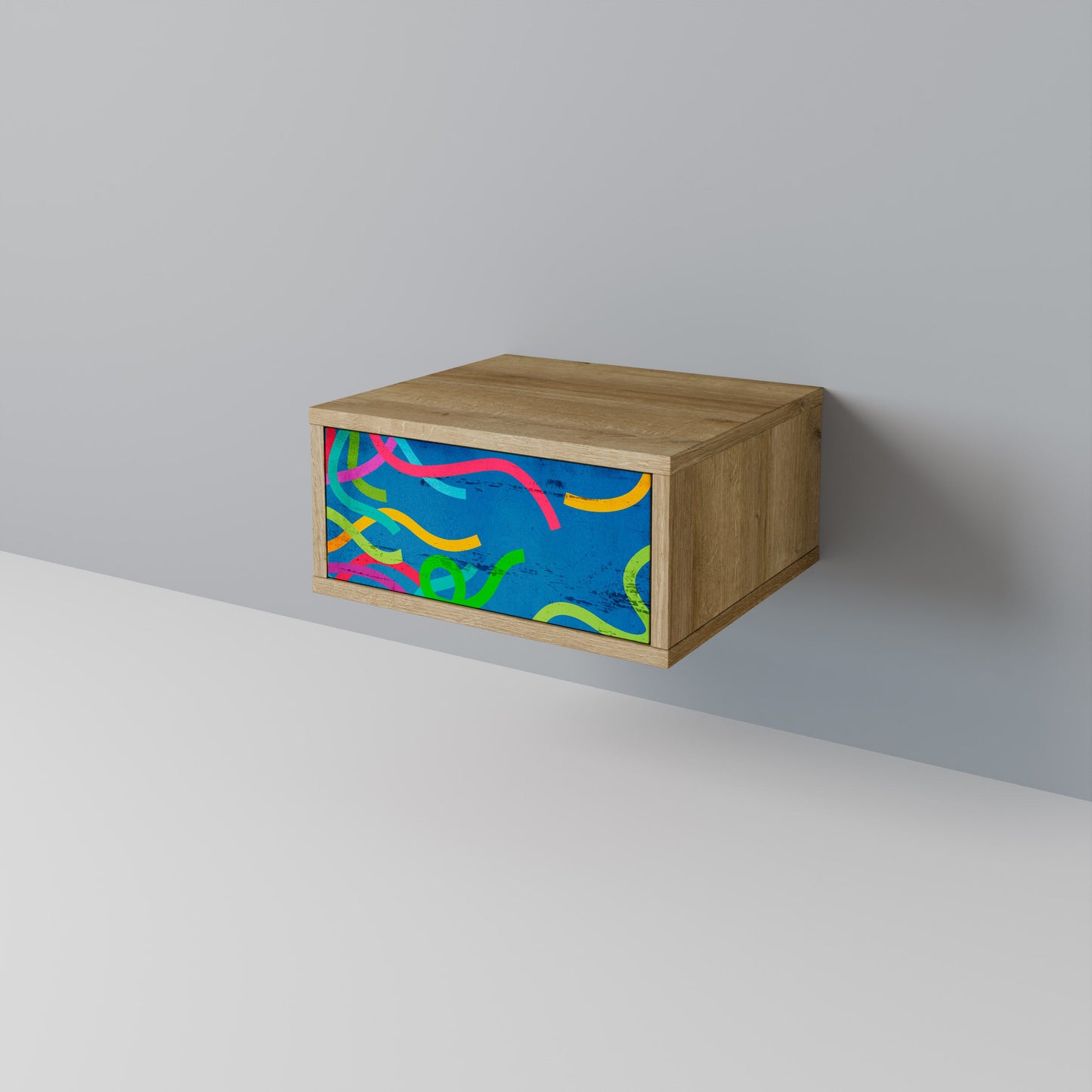 STREAMER TANGLE Nightstand in Oak Effect