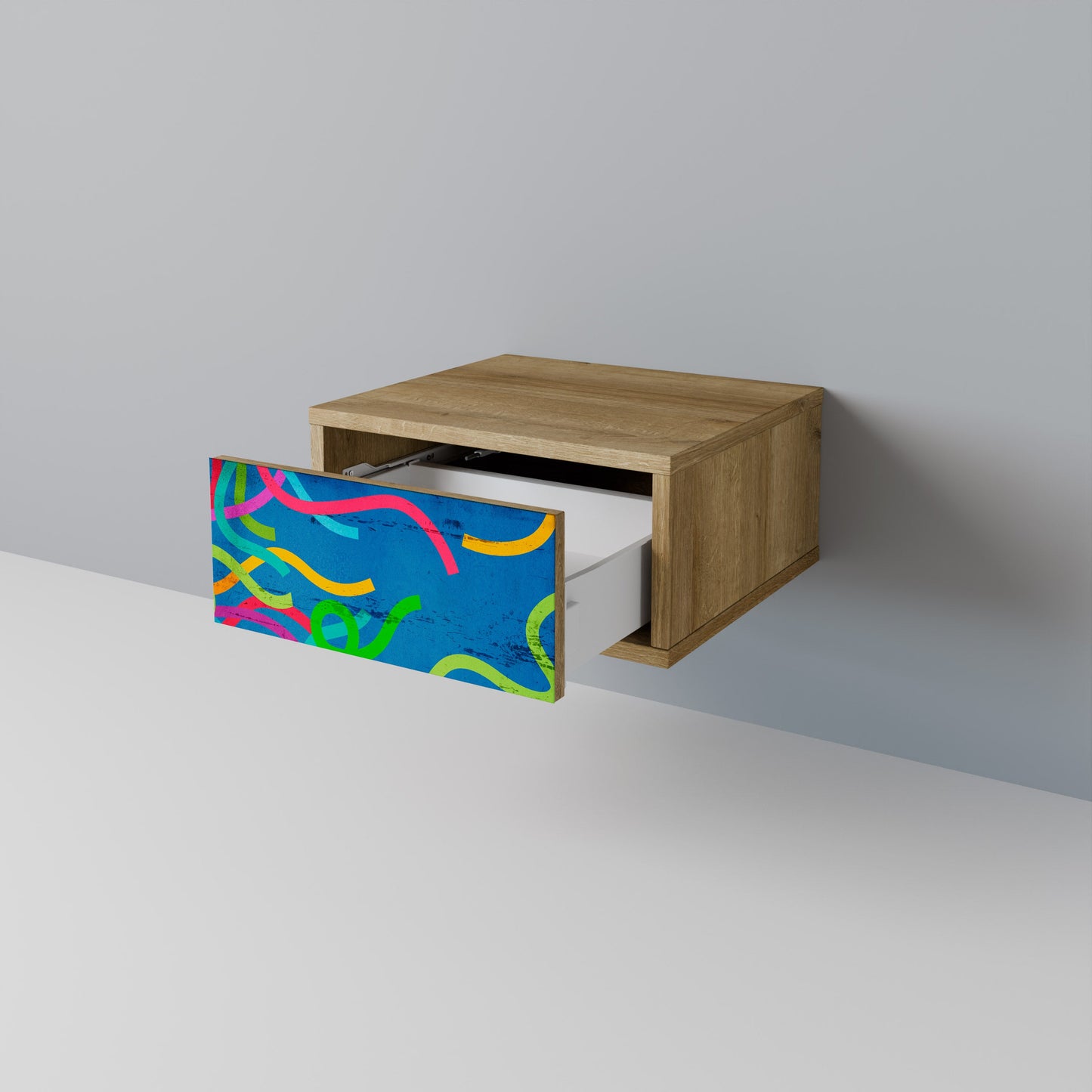 STREAMER TANGLE Nightstand in Oak Effect