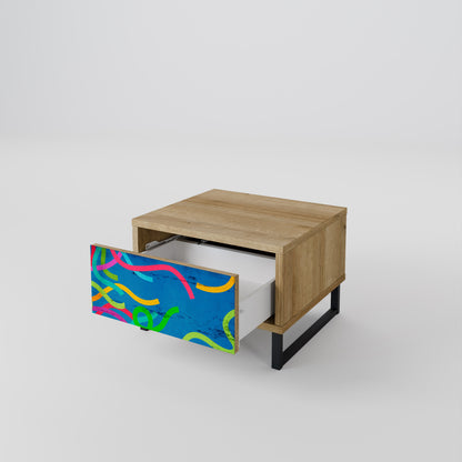 STREAMER TANGLE Nightstand in Oak Effect