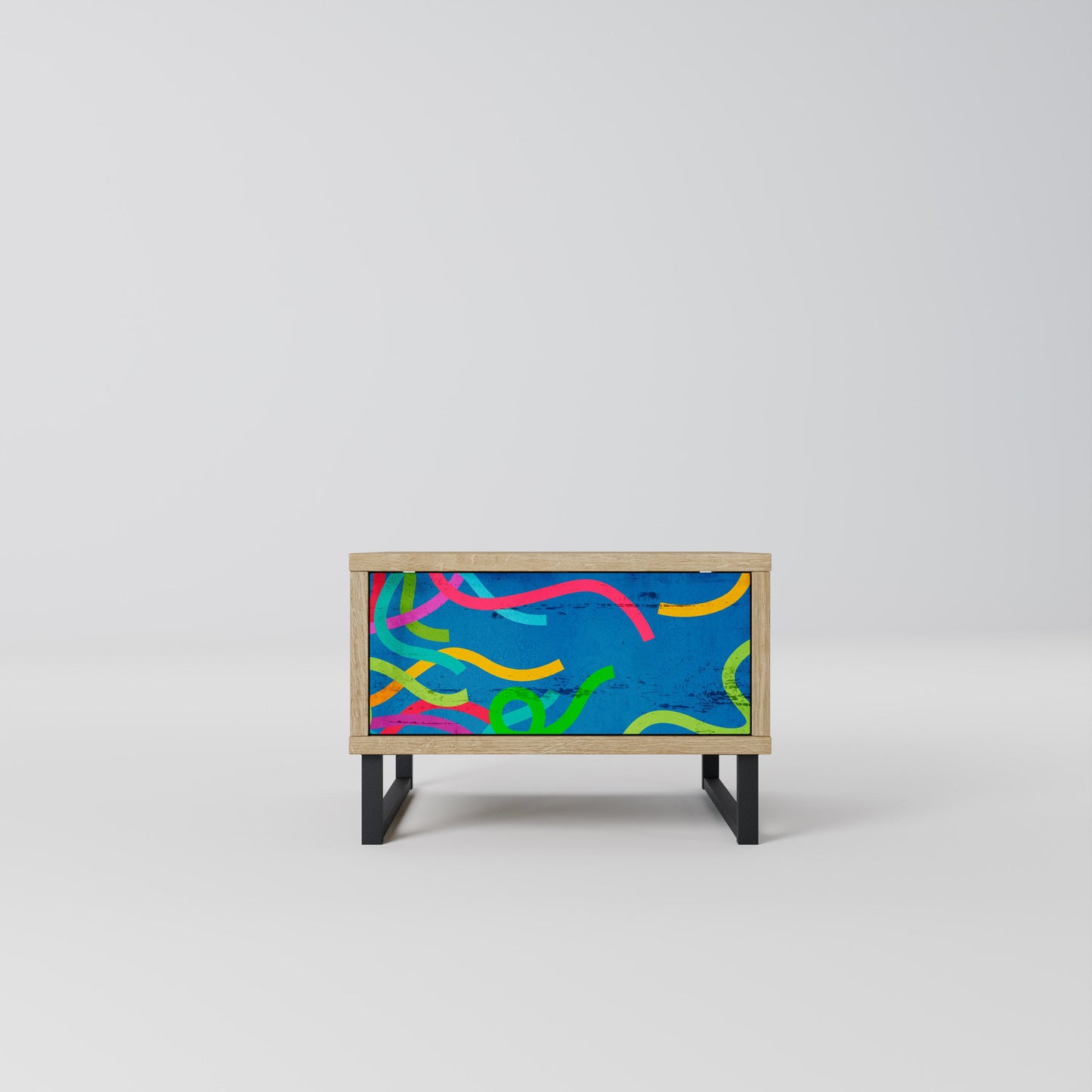 STREAMER TANGLE Nightstand in Oak Effect