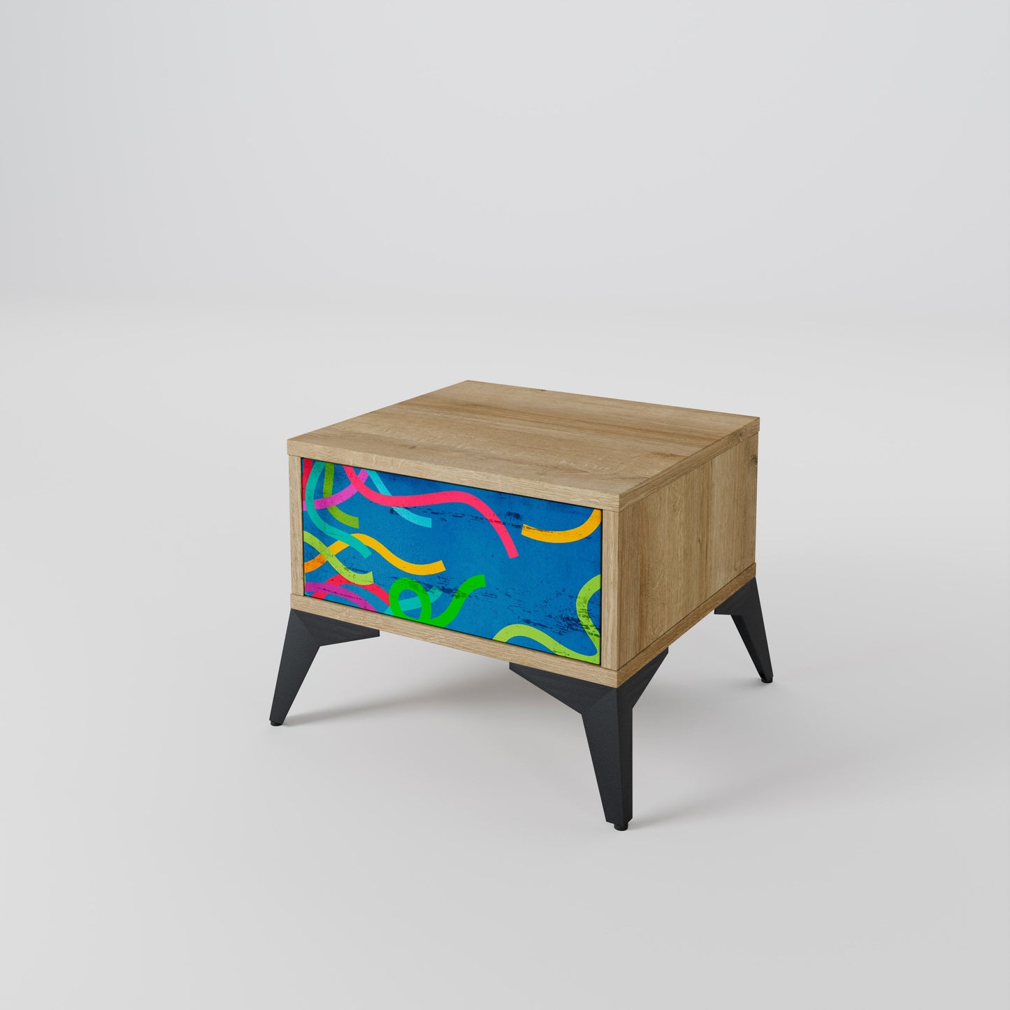 STREAMER TANGLE Nightstand in Oak Effect