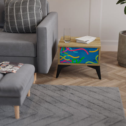 STREAMER TANGLE Nightstand in Oak Effect