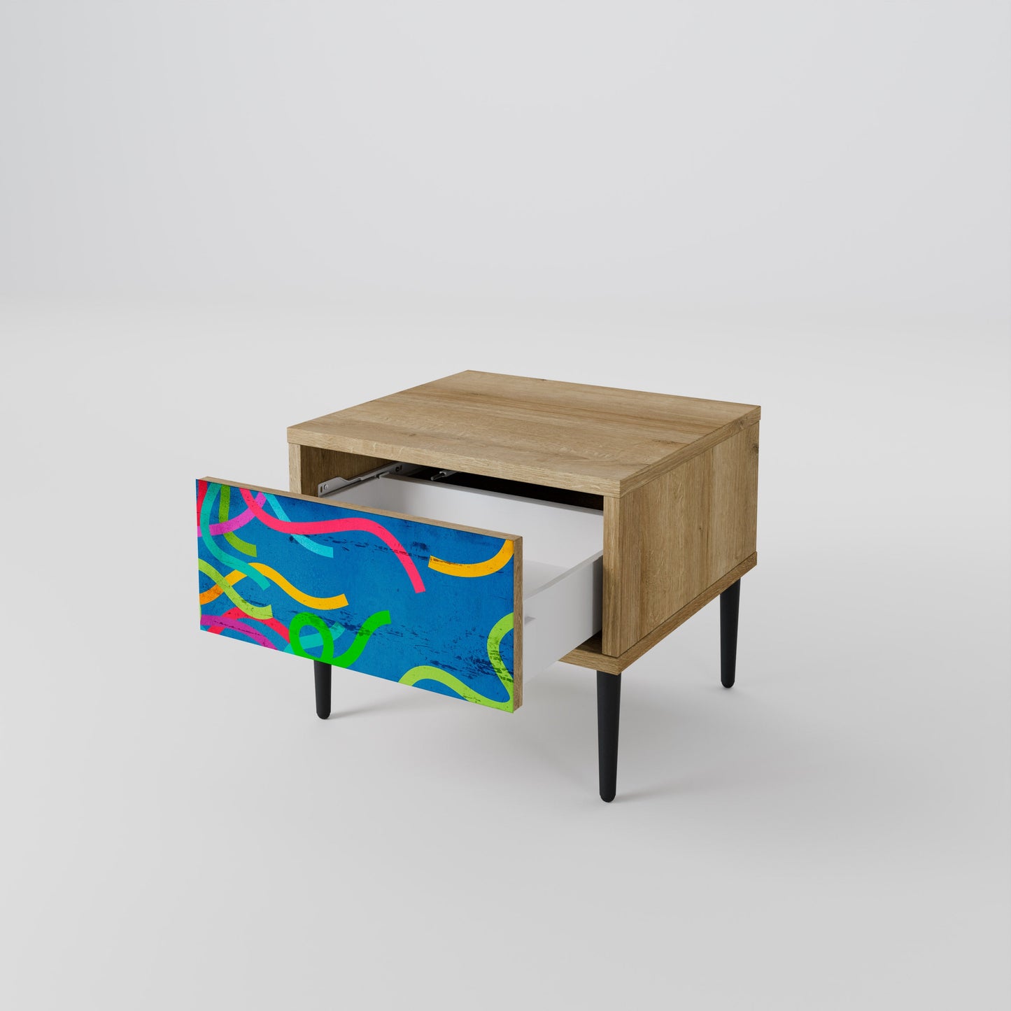 STREAMER TANGLE Nightstand in Oak Effect