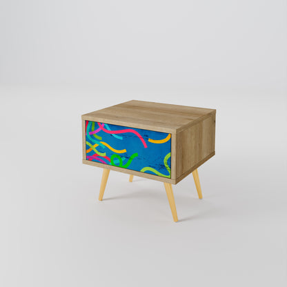 STREAMER TANGLE Nightstand in Oak Effect