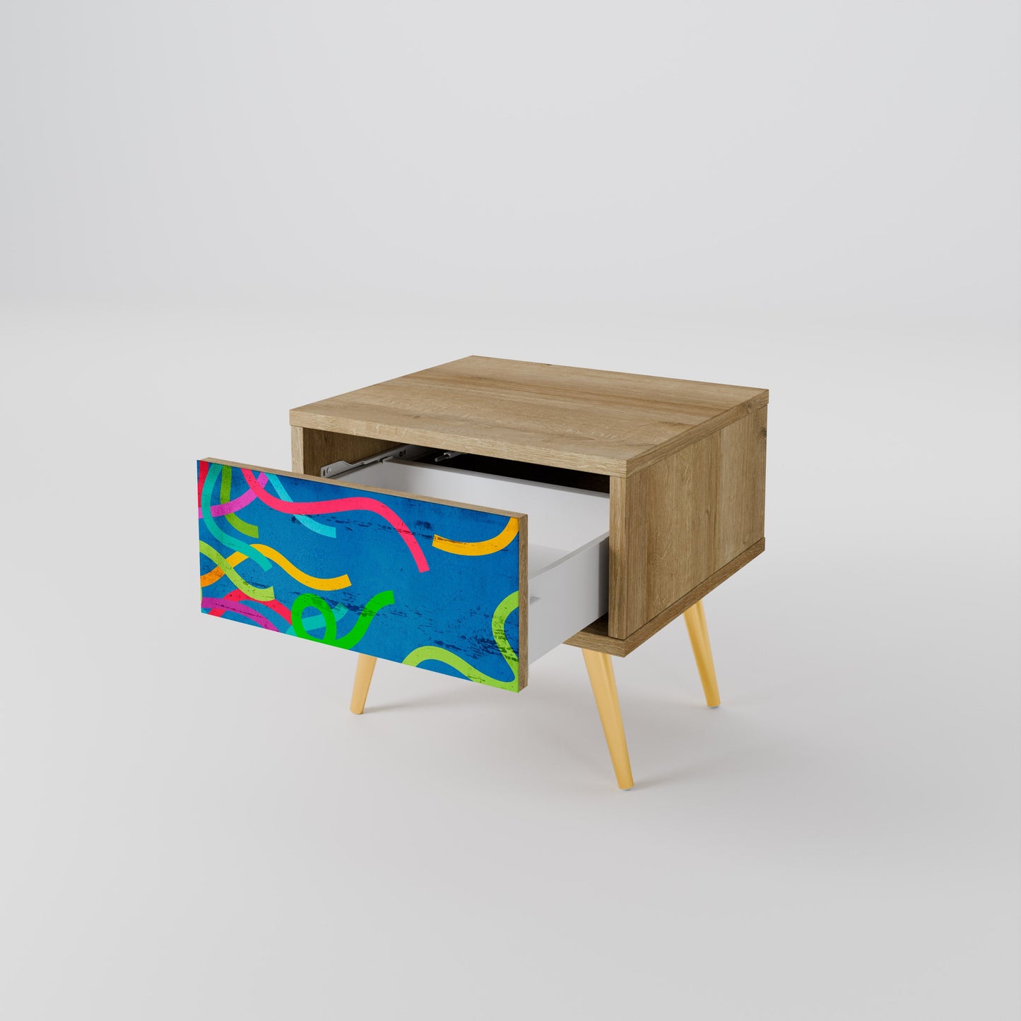 STREAMER TANGLE Nightstand in Oak Effect