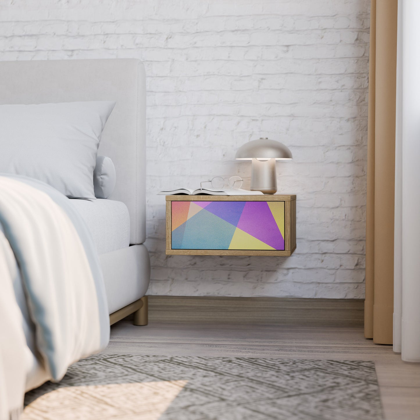 BRIGHT GEOMETRY Comodino in Effetto Rovere