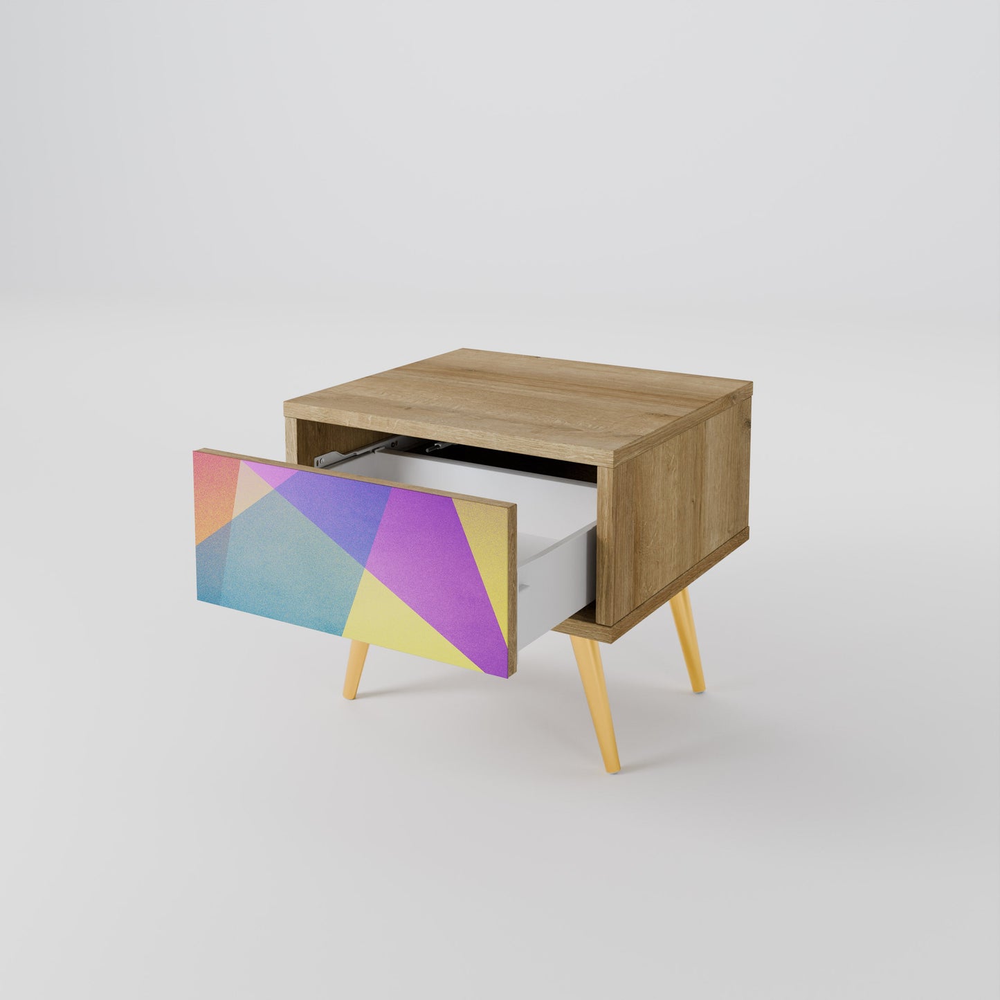 BRIGHT GEOMETRY Comodino in Effetto Rovere