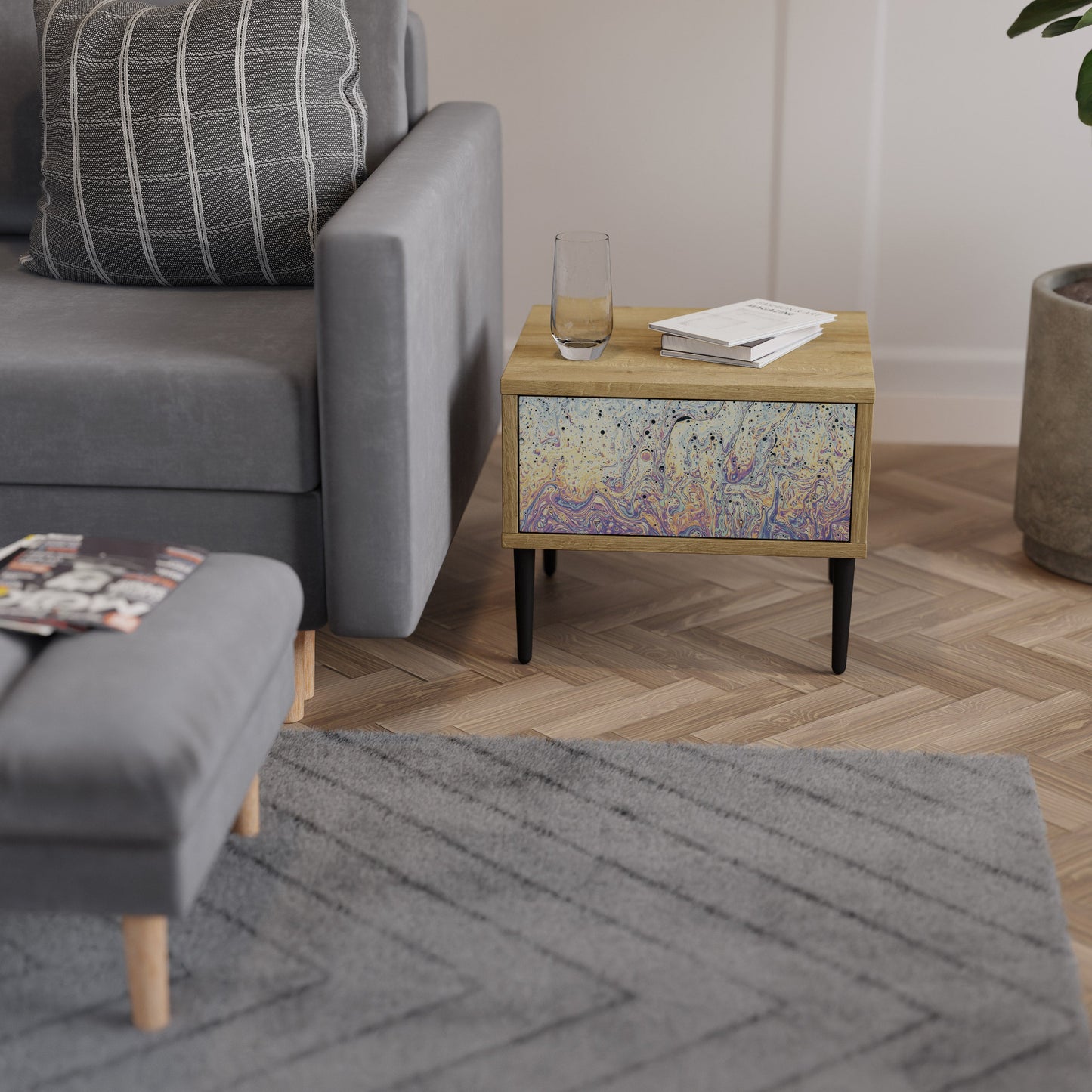 MOSAIC OF COLORS Comodino in Effetto Rovere