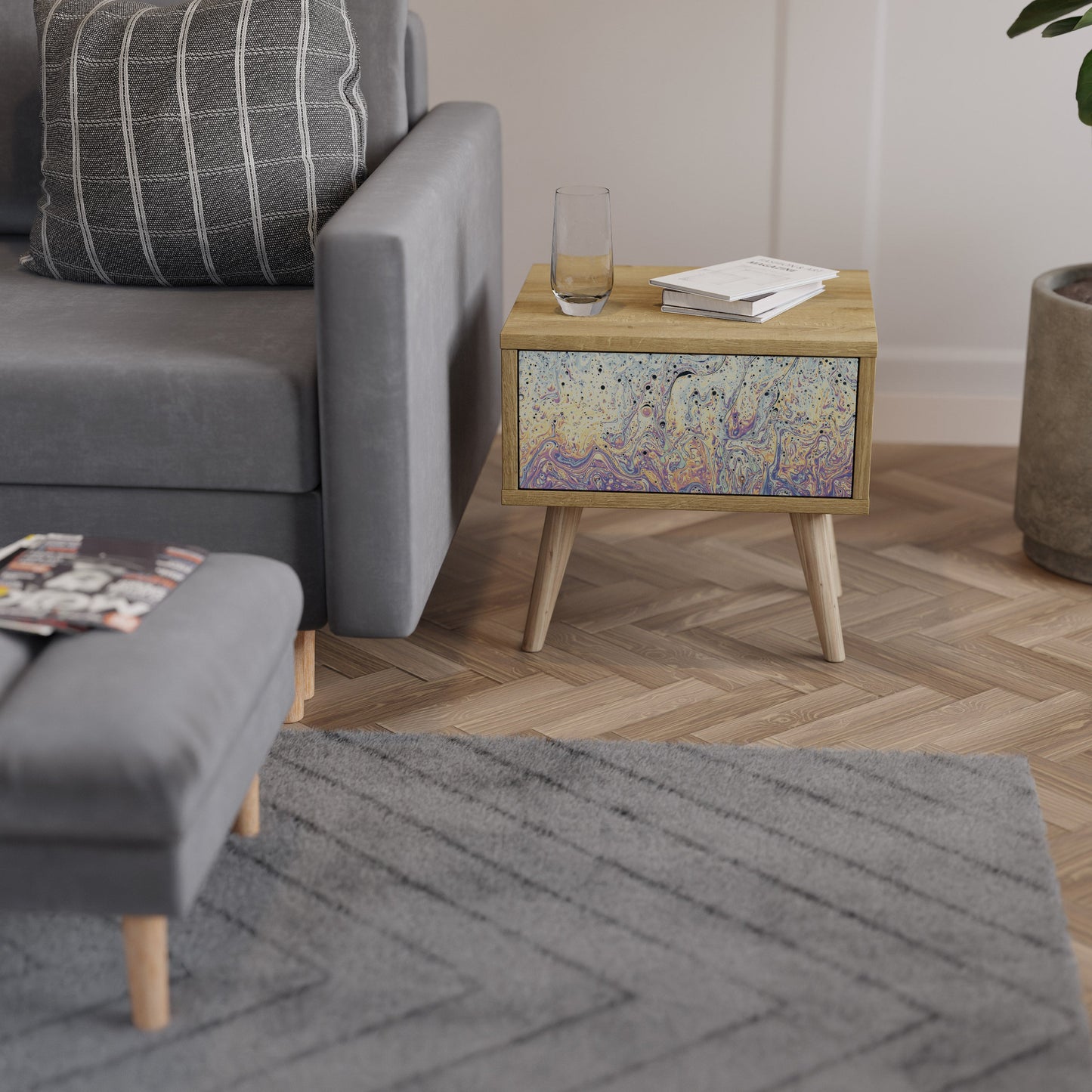 MOSAIC OF COLORS Comodino in Effetto Rovere