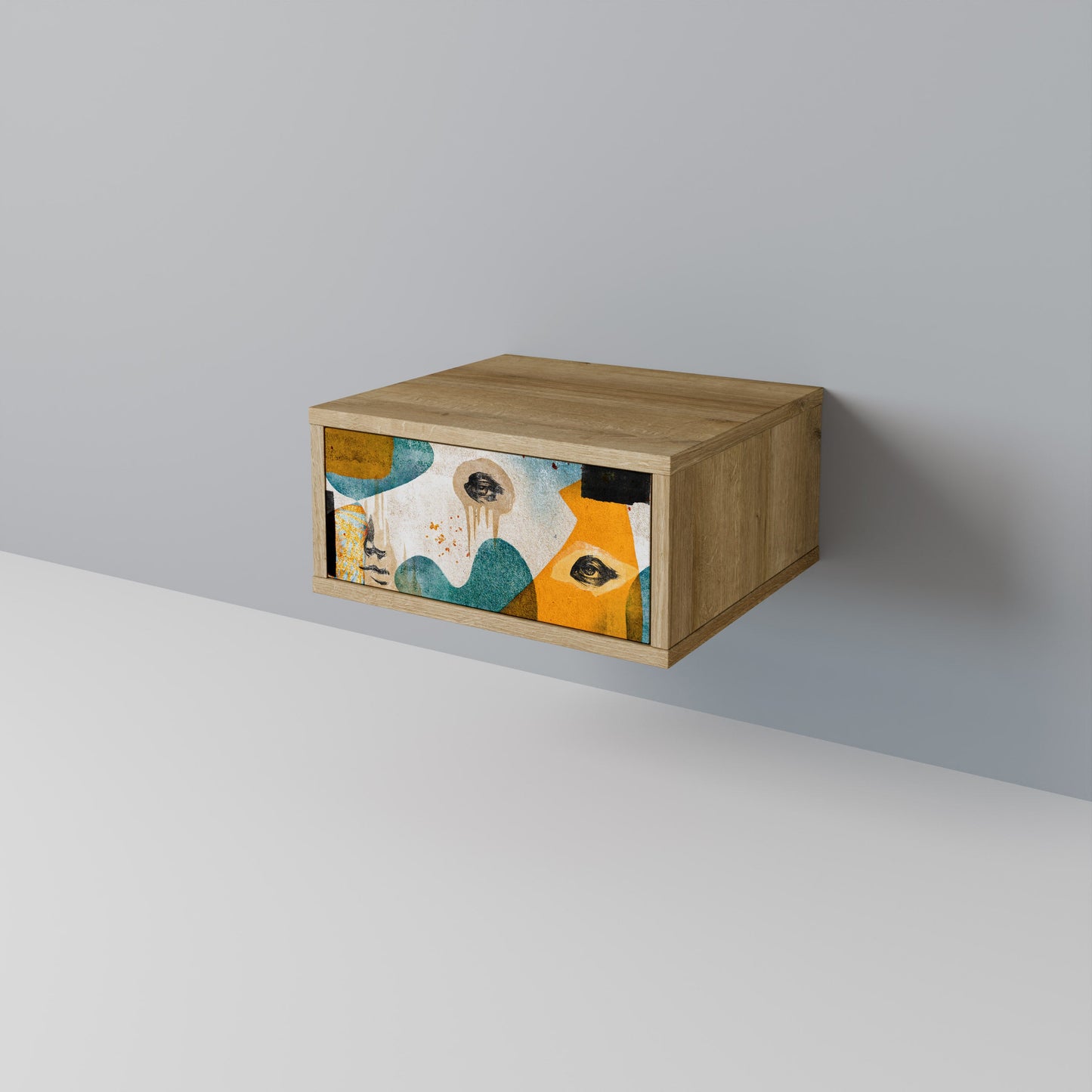 ABSTRACT FACES Nightstand in Oak Effect