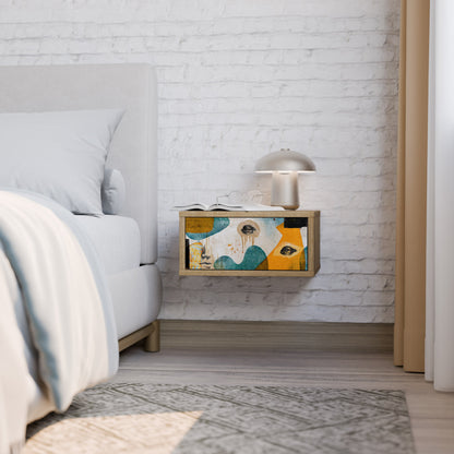 ABSTRACT FACES Nightstand in Oak Effect