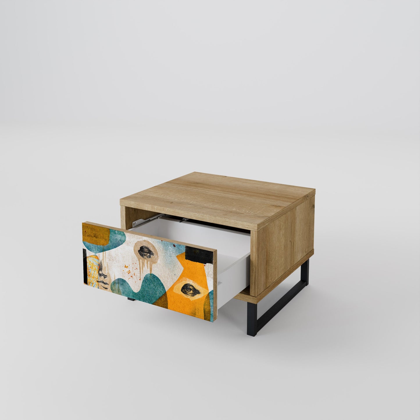 ABSTRACT FACES Nightstand in Oak Effect