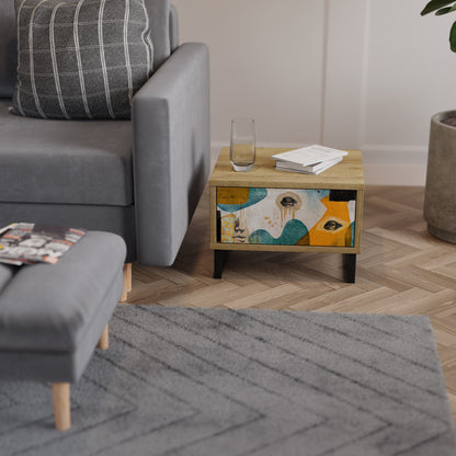 ABSTRACT FACES Nightstand in Oak Effect