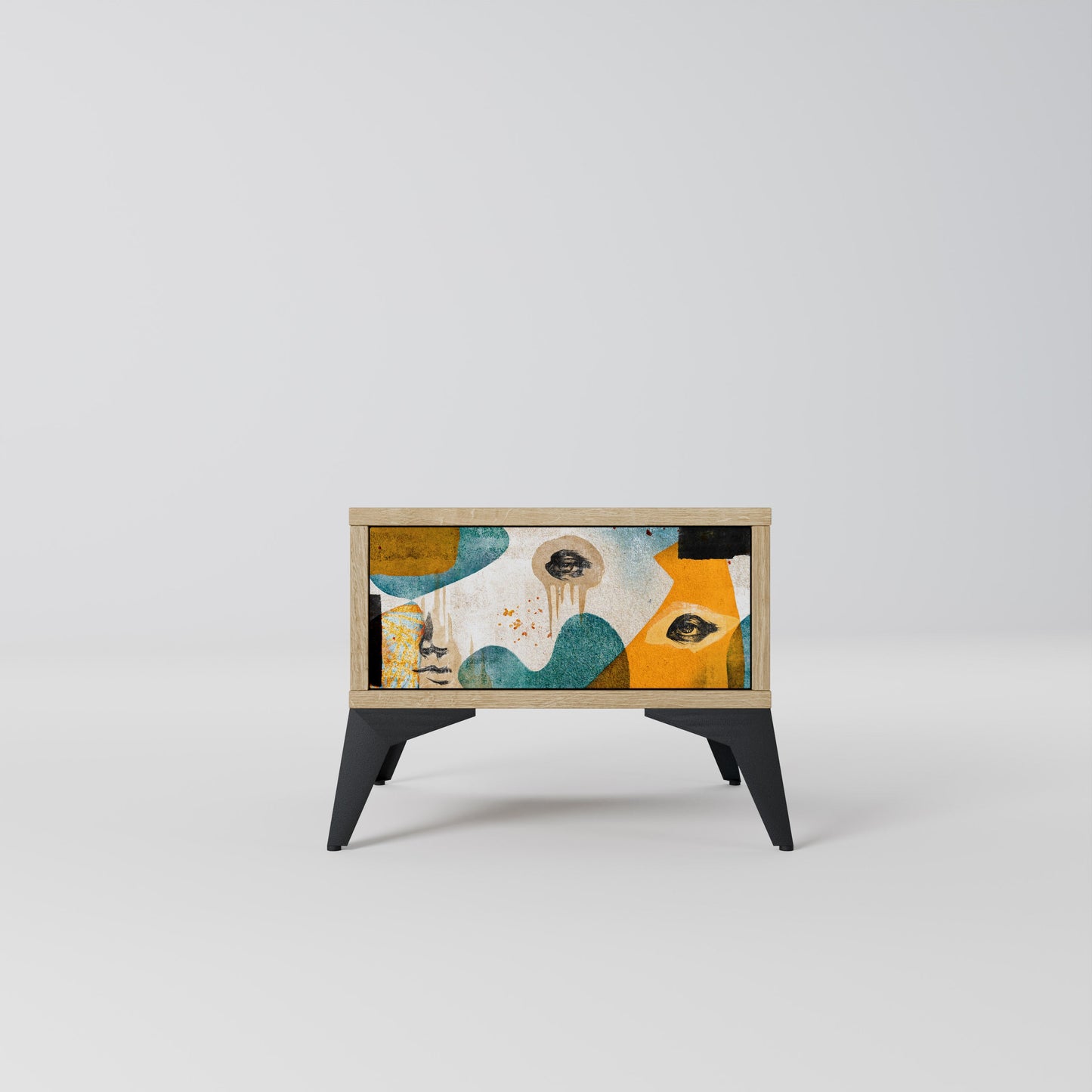 ABSTRACT FACES Nightstand in Oak Effect