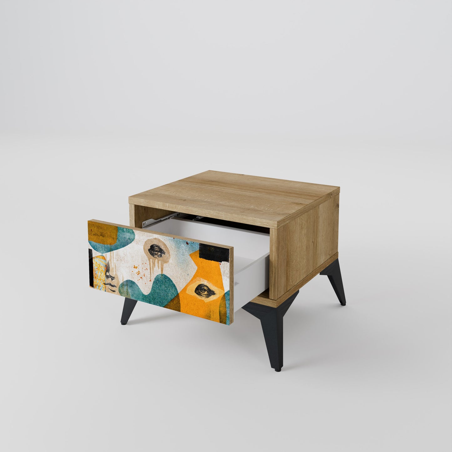 ABSTRACT FACES Nightstand in Oak Effect