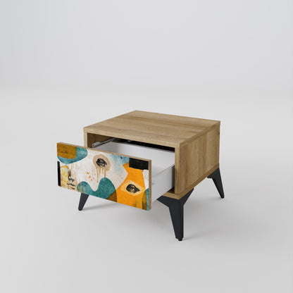 ABSTRACT FACES Nightstand in Oak Effect