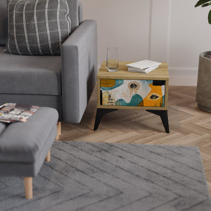 ABSTRACT FACES Nightstand in Oak Effect