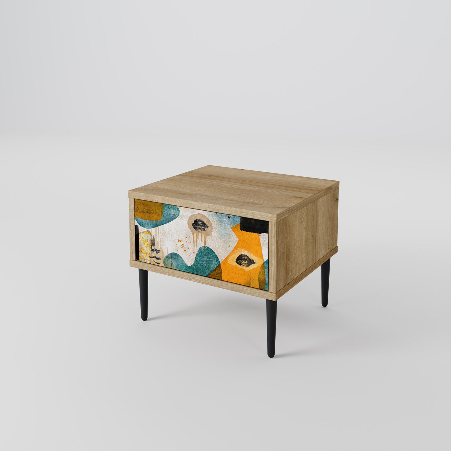ABSTRACT FACES Nightstand in Oak Effect