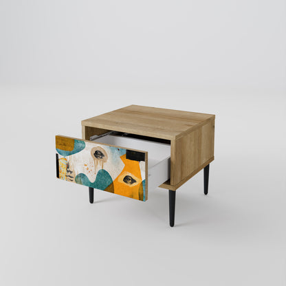 ABSTRACT FACES Nightstand in Oak Effect