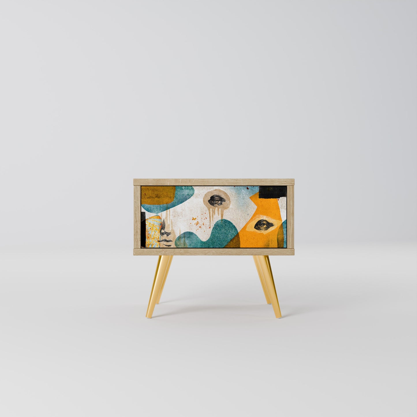 ABSTRACT FACES Nightstand in Oak Effect