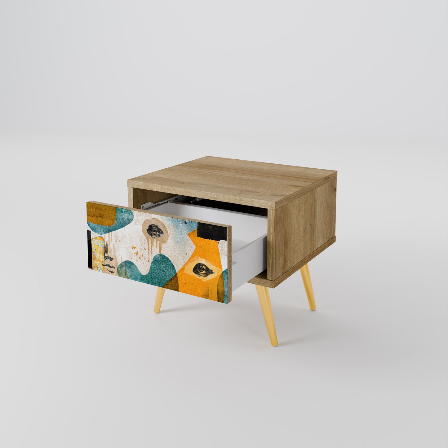 ABSTRACT FACES Nightstand in Oak Effect