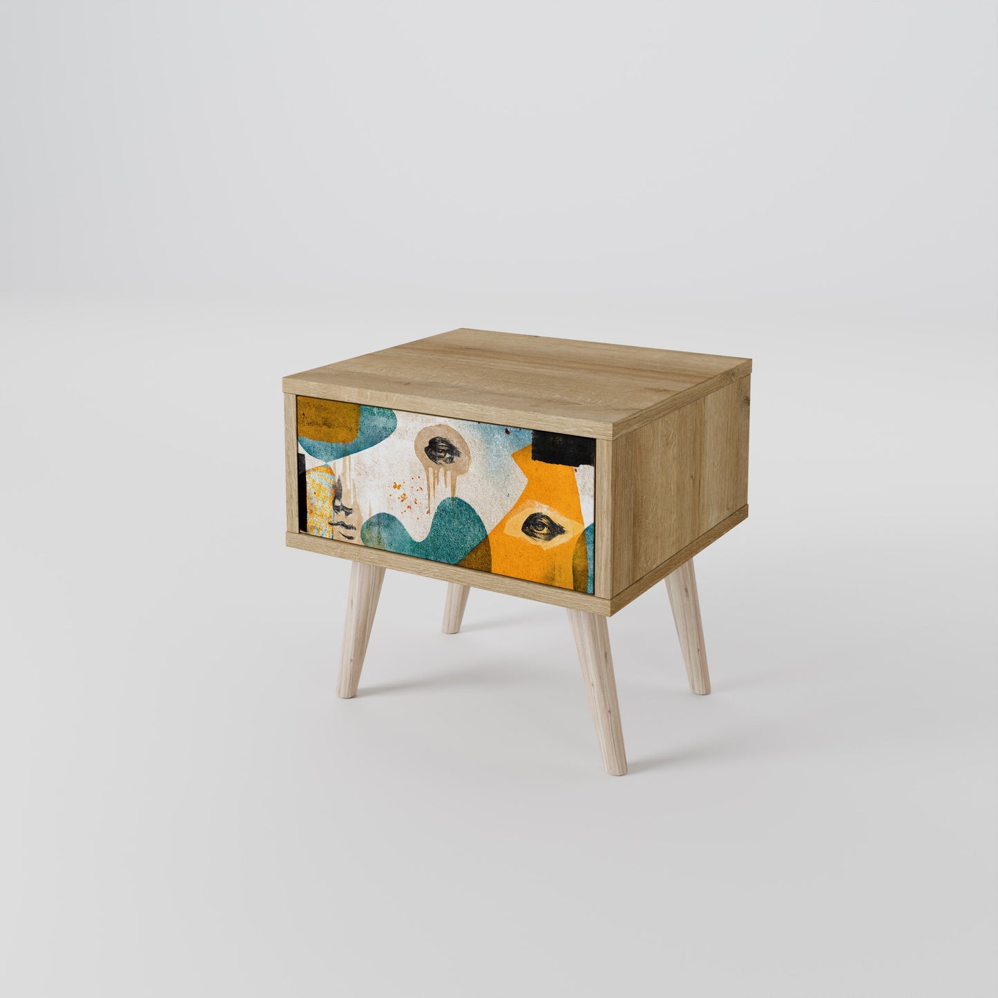 ABSTRACT FACES Nightstand in Oak Effect