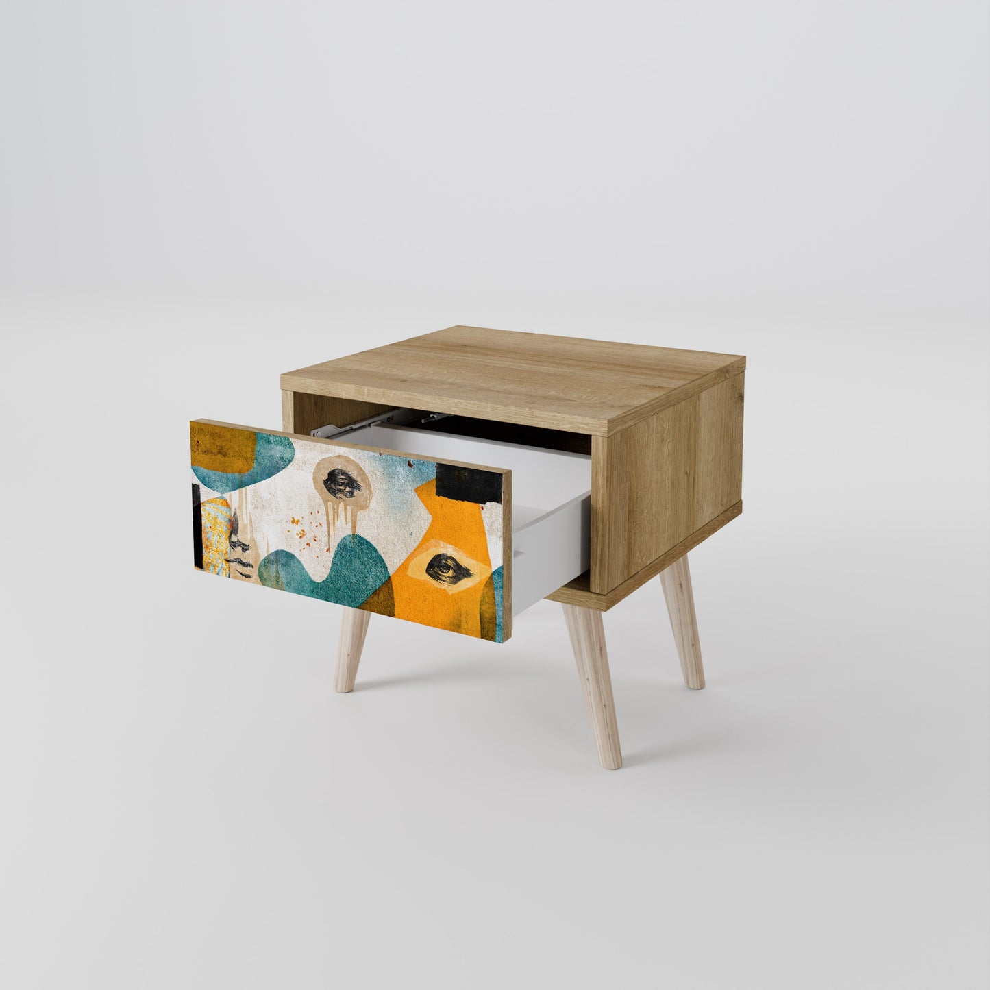 ABSTRACT FACES Nightstand in Oak Effect