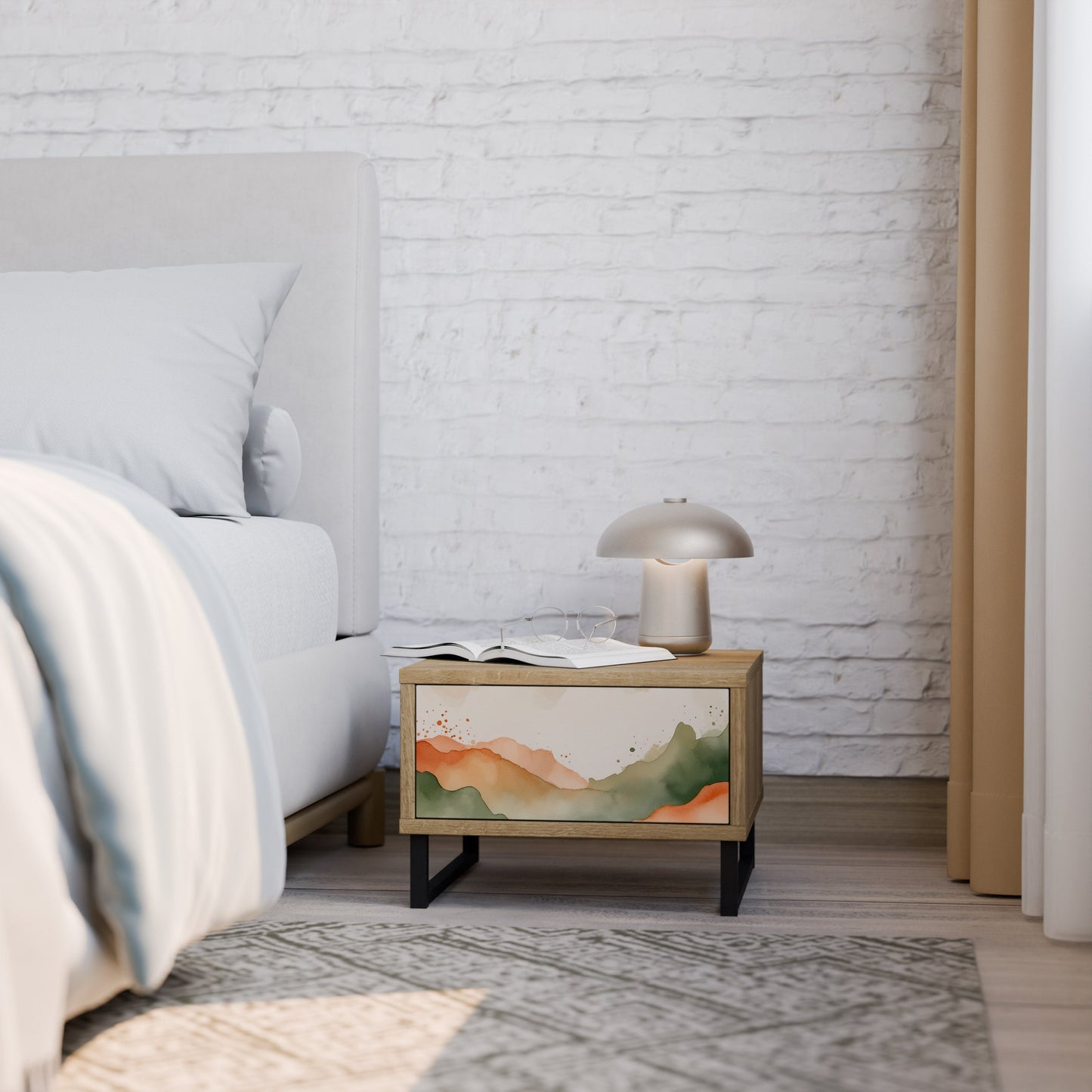 WATERCOLOUR PEAKS Nightstand in Oak Effect