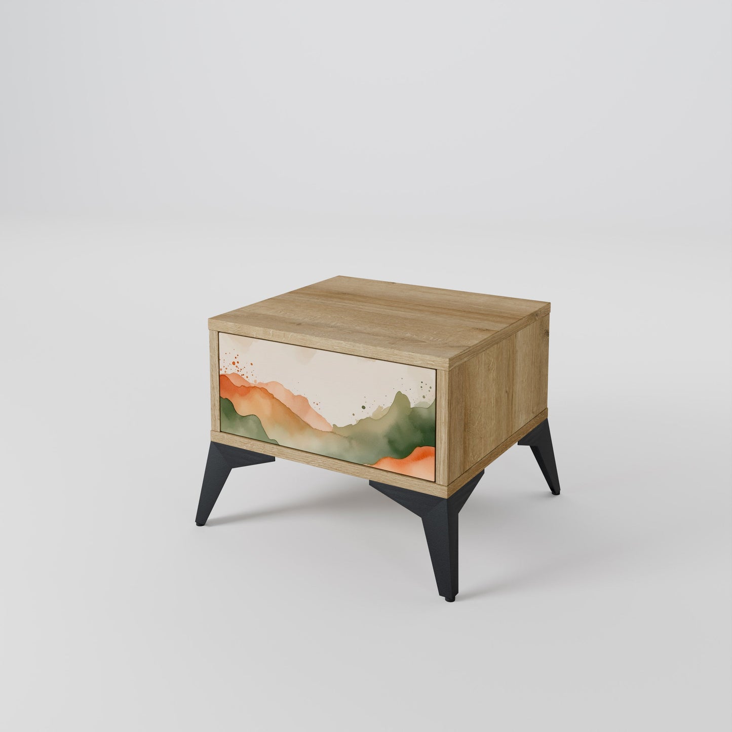 WATERCOLOUR PEAKS Nightstand in Oak Effect