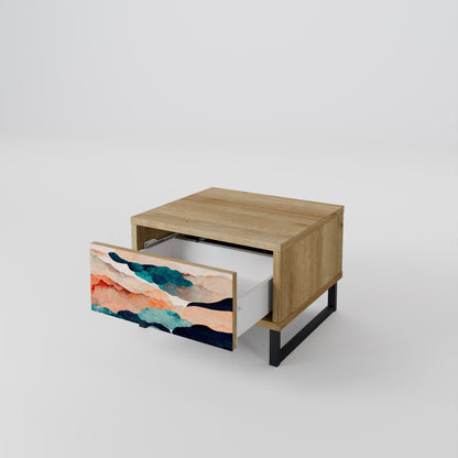 ABSTRACT LANDSCAPE Comodino in Effetto Rovere