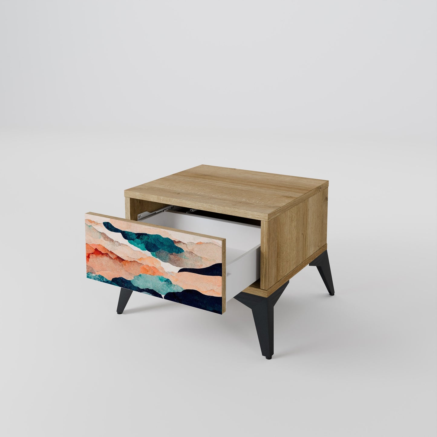 ABSTRACT LANDSCAPE Comodino in Effetto Rovere