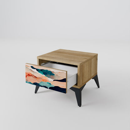 ABSTRACT LANDSCAPE Comodino in Effetto Rovere