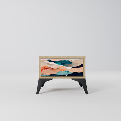 ABSTRACT LANDSCAPE Comodino in Effetto Rovere