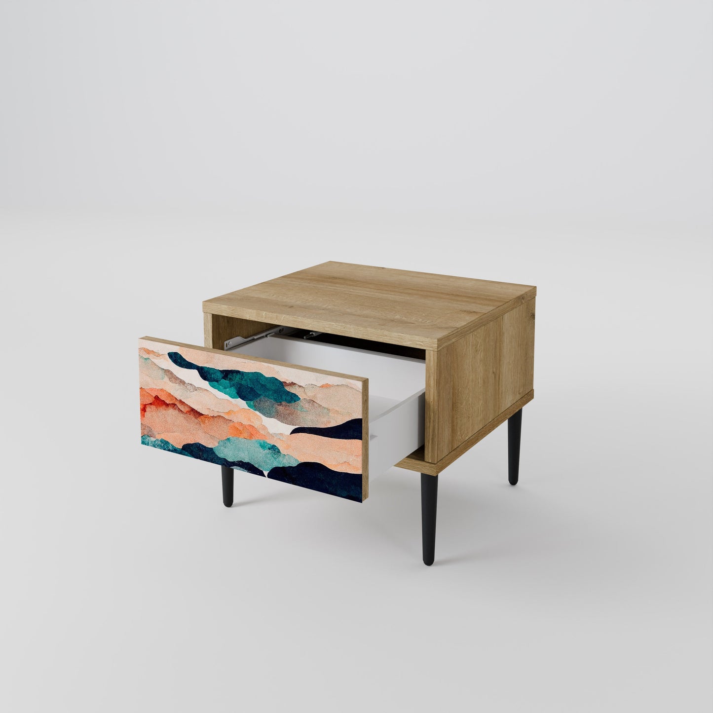 ABSTRACT LANDSCAPE Comodino in Effetto Rovere