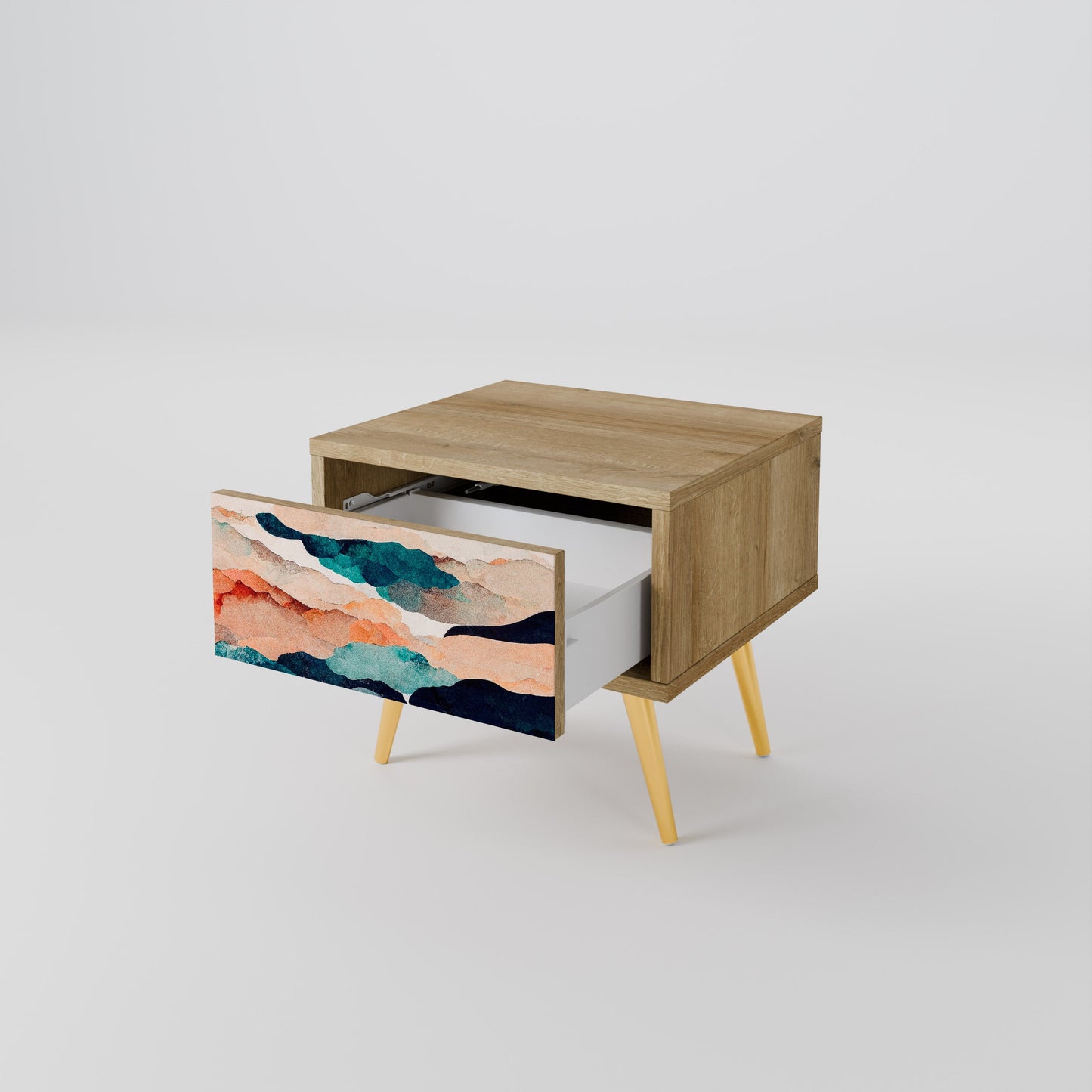 ABSTRACT LANDSCAPE Comodino in Effetto Rovere