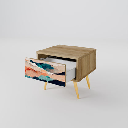 ABSTRACT LANDSCAPE Comodino in Effetto Rovere