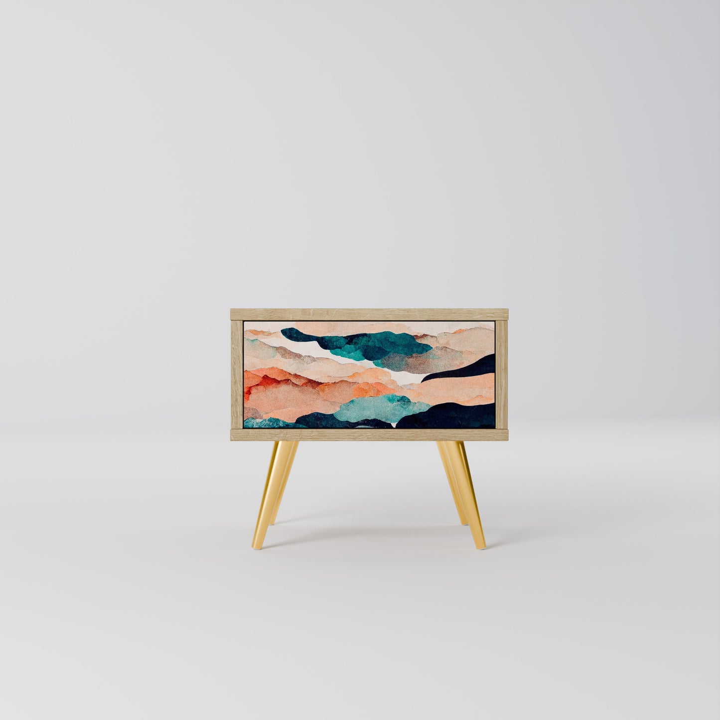 ABSTRACT LANDSCAPE Comodino in Effetto Rovere